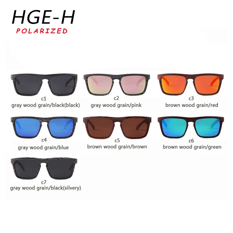 HGE-H, модные, квадратные, поляризационные солнцезащитные очки, мужские, спортивный стиль, деревянные, зернистые очки, оправа, солнцезащитные очки, для улицы, для путешествий, УФ очки, KD99