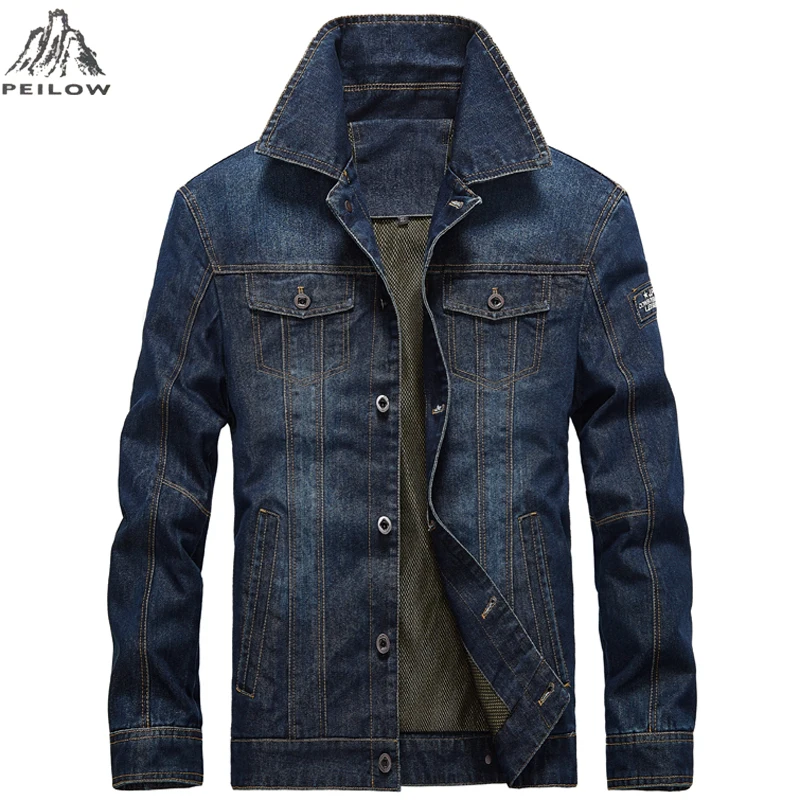 

Big size 5XL 6XL autumn vintage Blue jean jacket for men fit Air Force Pilot Bomber Jackets streetwear denim jacket male clothes