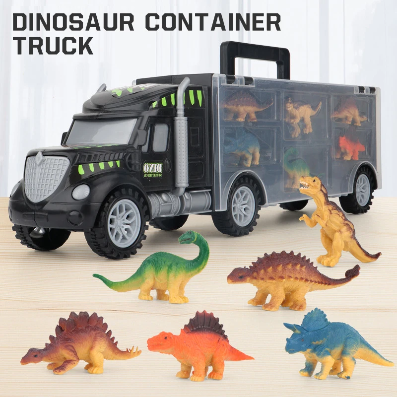 Children's Large Truck Storage Plastic Truck Tractor Dinosaur Transporter Toys for Boy Xmas Atmospheric Portable Container Car