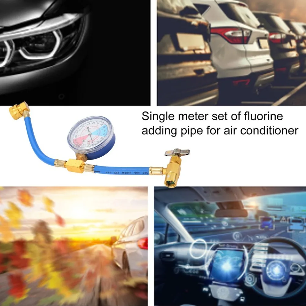 R134A кондиционер перезарядки измерительный шланг с манометром охладитель клапана трубы Авто кондиционер