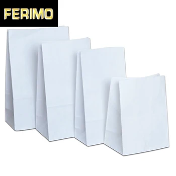 

50Pcs 15*10*30cm Food Take Out White Brown Kraft Paper Package Bag Sundries Gifts Crafts Packing Pouch Paper Storage Bags