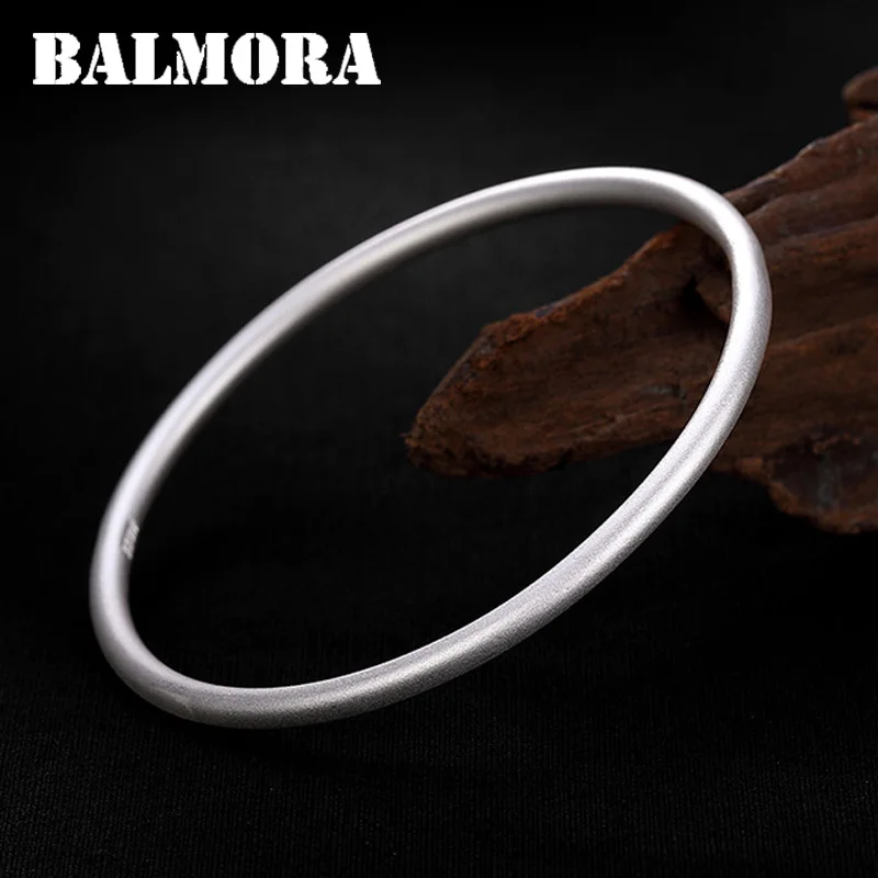

BALMORA Solid 999 Pure Silver Handmade Bracelet For Women Lover Thai Silver Simple Fashion Vintage Jewelry High Quality