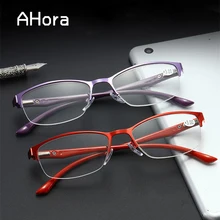 Ahora металлические кошачьи глаза чтения полуоправные очки прозрачные линзы Prebyopia очки при дальнозоркости+ 1,0 до 4,0