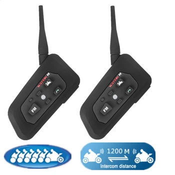 

2PCS 2020 1200M Bluetooth Intercom Motorcycle Helmet Headsets Intercom for 6 Riders BT Wireless Intercomunicador Interphone MP3