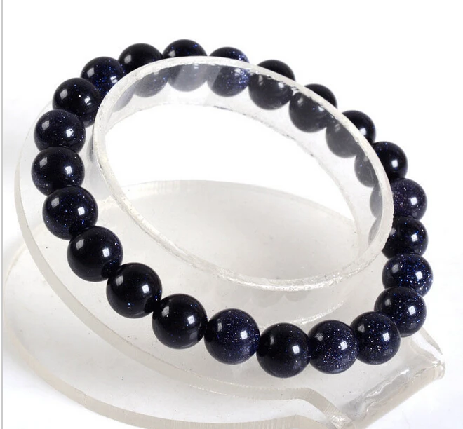 914+++New 10mm Natural Blue Sunstone Round Stretchy Bracelet 7.5 &quot | Украшения и аксессуары