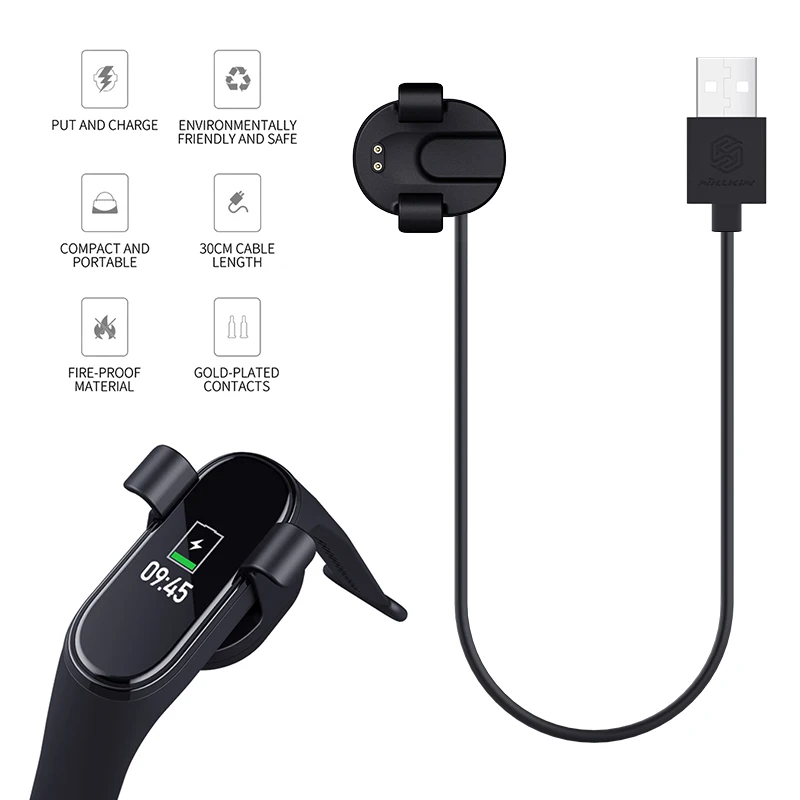 Зарядное устройство для Xiaomi Mi Smart Band 4 Miband глобальный зарядный кабель USB 30 см
