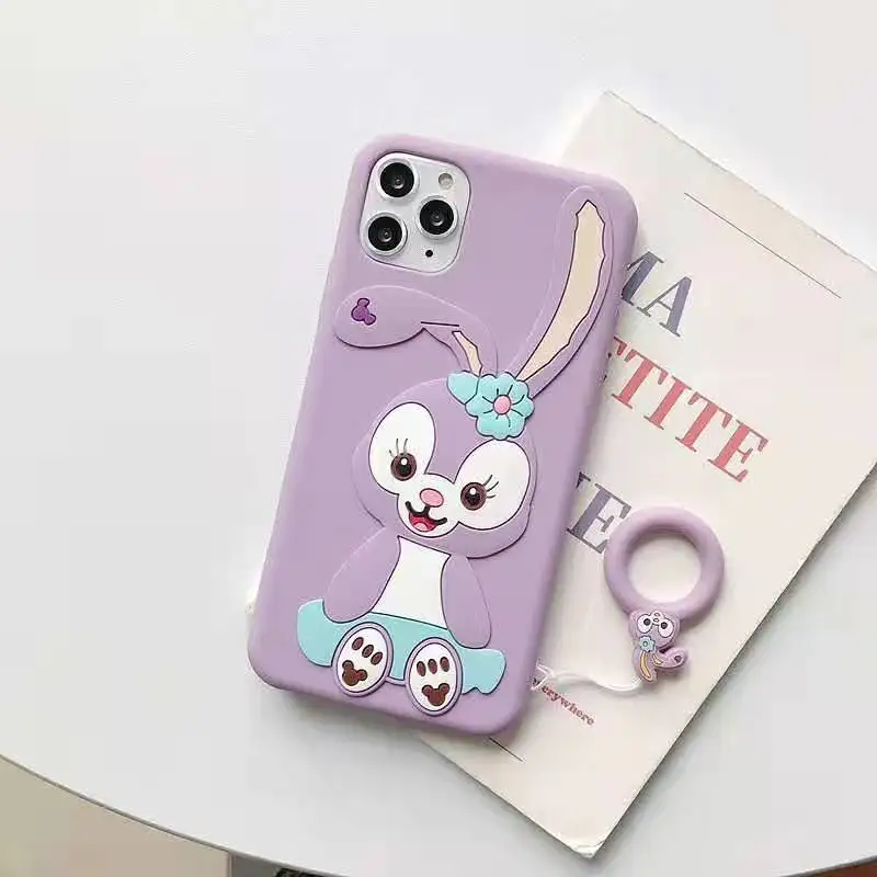 Милый розовый фиолетовый Duffy Bear балетный чехол для телефона с кроликом для iphone 11 Pro Max 6s 7 8 plus милый силиконовый чехол с кольцом из мультфильма - Цвет: 1