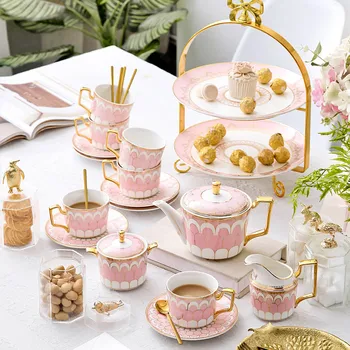 

High quality ceramic coffee cup set european retro teacup tea kettle coffee cup saucer set teapot and tea cup and saucer set