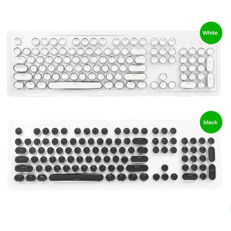

Gaming Mechanical Keyboard With Fancy LED Steampunk Typewriter Keycaps For Backlit Stylized Classy Player Round Key Cap 104 Keys