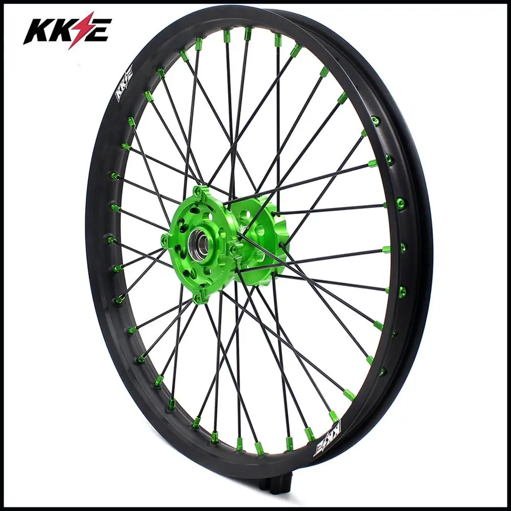 KKE 21& 18 Enduro набор колес для Kawasaki KX250F KX450F 2006- зеленый ниппель черный спиц грязи велосипеды диски