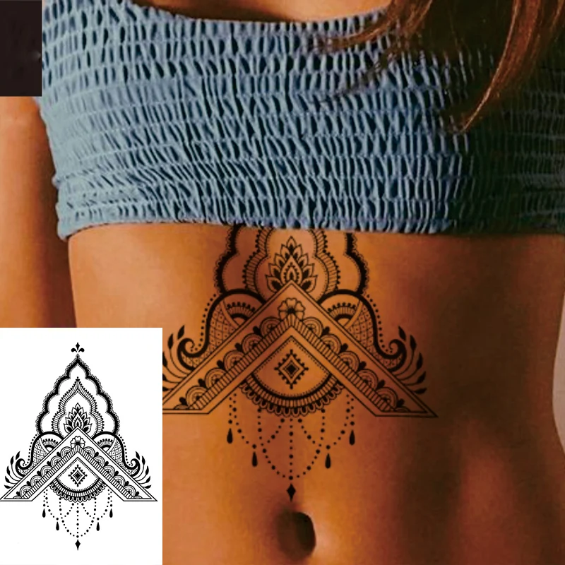 1 шт под Boob Sternum временная татуировка с Unalone, духовные символы, lutus шаблон боди арт Сексуальная Талия татуировка для девочки - Цвет: AL017