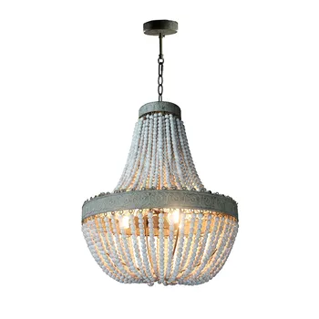 

Modern Round Wooden Bead Chandelier 110v 220v E27 Led Decorative Hanging Lamp Light Bedroom Living Room Kitchen