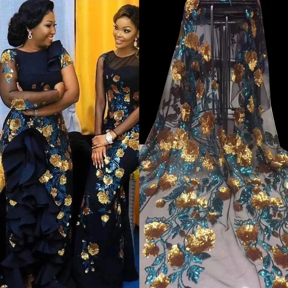 

Бесплатная доставка (5 ярдов/шт) очень красивый вышитый в африканском стиле пайетки для девочек модные кружевные Детские французская кружевная ткань для вечерние платье FZZ736