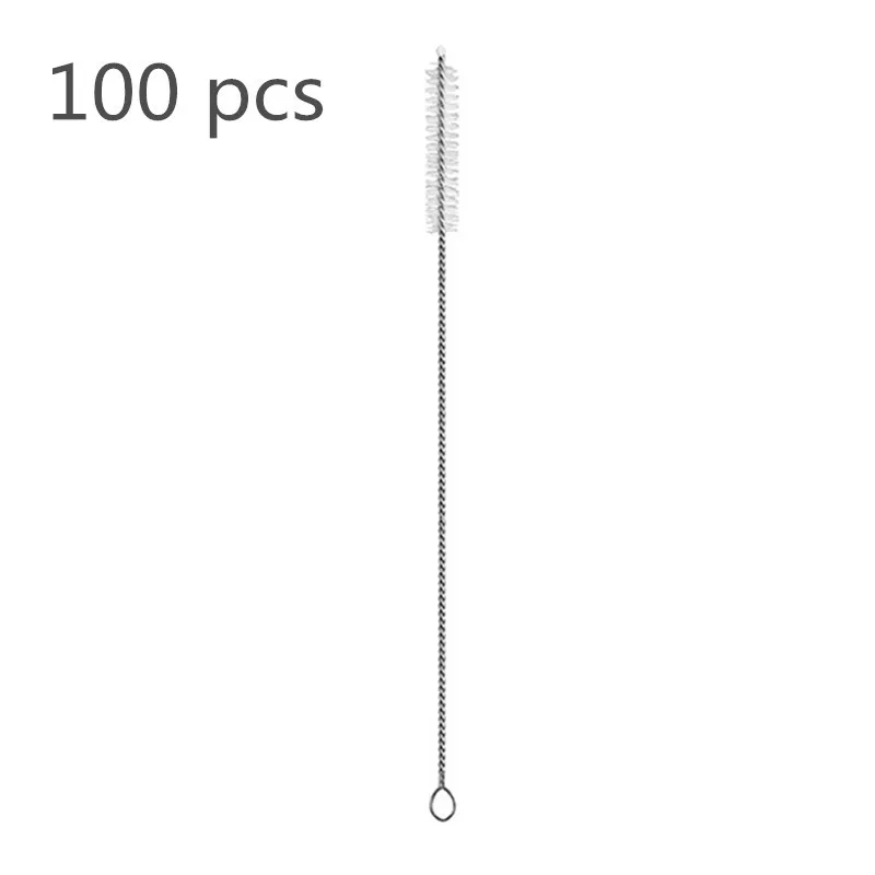 100 pcs brush Эко дружественные соломинки 100 шт./компл. металлическая соломинка многоразовые оптовые нержавеющей стали трубочки для напитков 215 мм* 6 мм Прямые изогнутые соломинки - Цвет: 100 pcs brush
