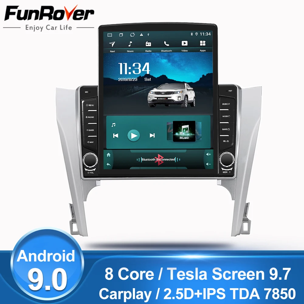 

Funrover 9.7" Tesla screen For Toyota Camry 50 55 2012-2014 android 9.0 Car Radio Multimedia Video Player GPS Navigation no dvd