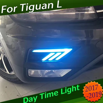 

For Volkswagen VW Tiguan 2017 2018 Daytime Running Light Car Flashing 1Pair DRL with Yellow Turn Light Night Blue Light Function