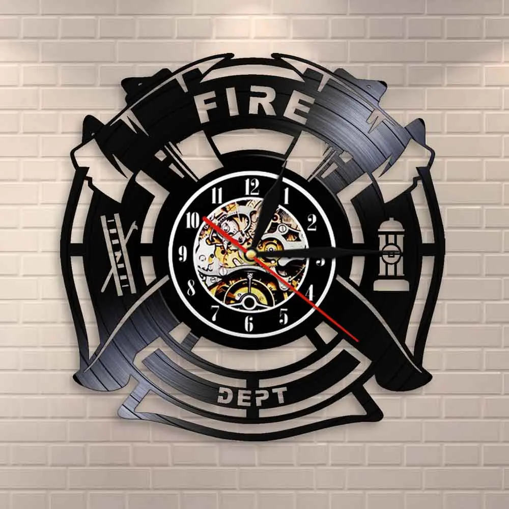 Fire & Rescue Dept декоративные настенные часы пожарный виниловая запись Человек Пещера
