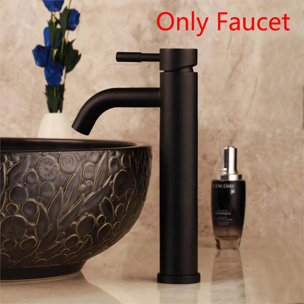Monite Black Handpaint художественный керамический сосуд для ванной раковины набор с черным покрытием чайник носик кран для ванной комнаты дизайн смеситель для раковины кран - Цвет: Only faucet B