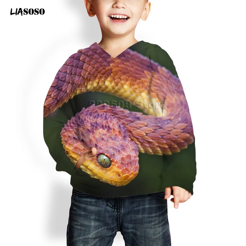 LIASOSO, новинка, 3d принт, животное, змея, унисекс, принт с животными, летняя мода, худи для женщин, мужчин, детей, Забавный пуловер Harajuku, Питон - Цвет: 11