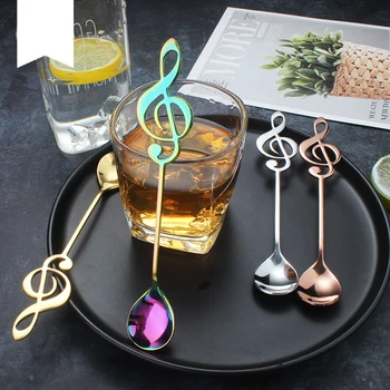 

Spklifey Music Shaped Tableware Stainless Steel Gold Tea Spoon 7 Colors Coffee Spoon 3 Pcs Coffee Tea Use 2020 New