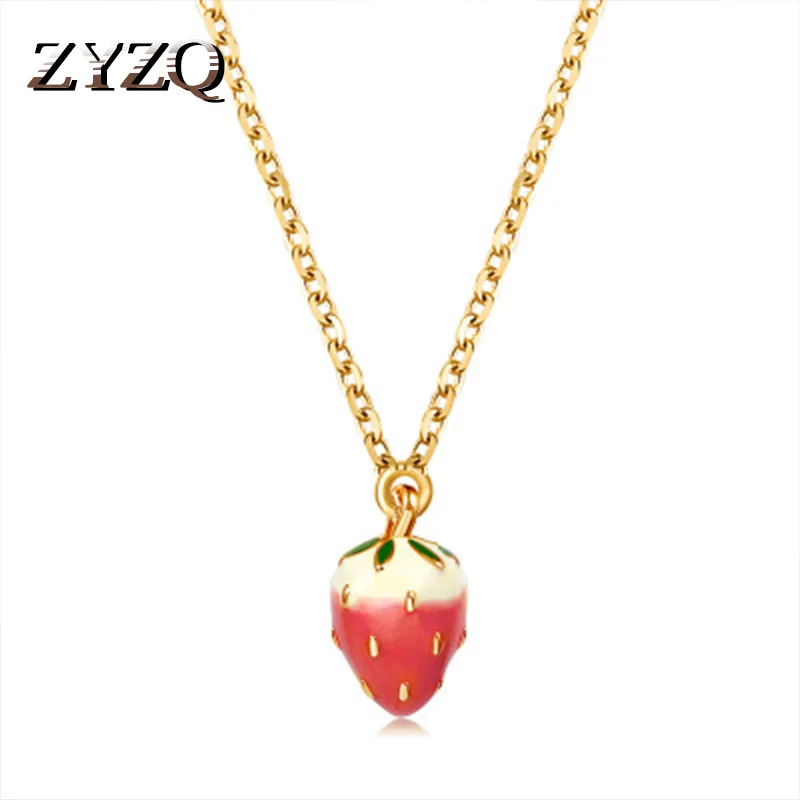 ZYZQ Sweety ожерелье с клубничкой простое корейское Стильное цепочкой в виде фруктов
