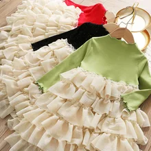 Вечерние многослойные платья-пачки принцессы с блестками для девочек; Весенняя модная красивая детская одежда из тюля с оборками для дня рождения в западном стиле