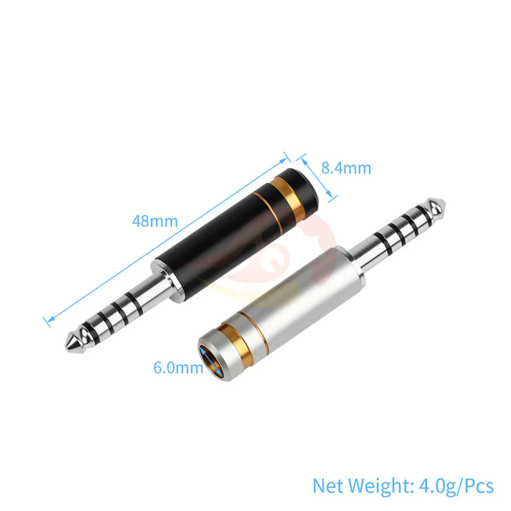 5PCS 4 4mm Jack 5 Pole Audio Adapter Earphone Balanced Plug Rhodium Plating Copper Connector DIY Headphone Jack