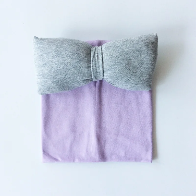 light purple grey Зимняя шапка для девочек, хлопковая шапка с бабочкой, шарф, комплект, детская шапка, шарф, детские шляпы кепки - Цвет: light purple grey