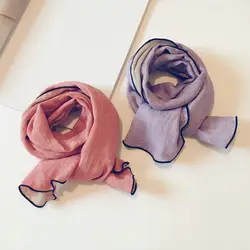 2019 Новый хлопковый детский однотонный шарф, двухсторонний модный шарф в Корейском стиле с кольцом для мальчиков и девочек 09