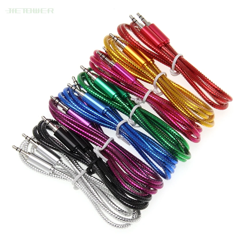 300pcs Factory Price New 3 5mm Jack Bright blink Auxiliary Audio Cable Male To Male Aux Cables Good Audio Hd for Headphone