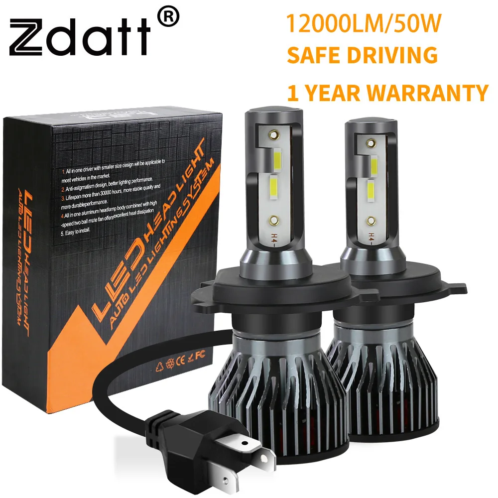 

2PCS H1 Led HB3 HB4 H8 H9 H11 H4 H7 LED Headlight 6000K White Light 12V 9005 9006 Turbo Fog Lamp MINI CSP Chips 50W Car Bulb