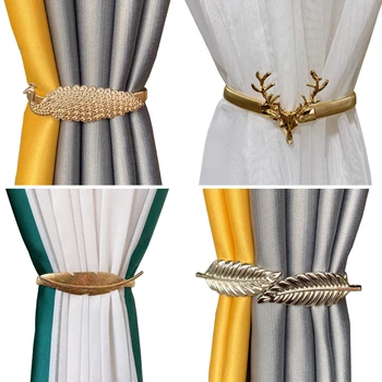 

THINKEASY 2Pcs/set Curtain Bandage Metal Spring Bedroom Living curtain decorative accessories Holdback Curtain Hooks