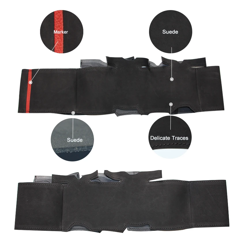 Hand-stitched Red Marker Black Suede Anti-slip Soft Car Steering Wheel Cover for Ford Mondeo Mk4 2007-2012 S-Max 2008