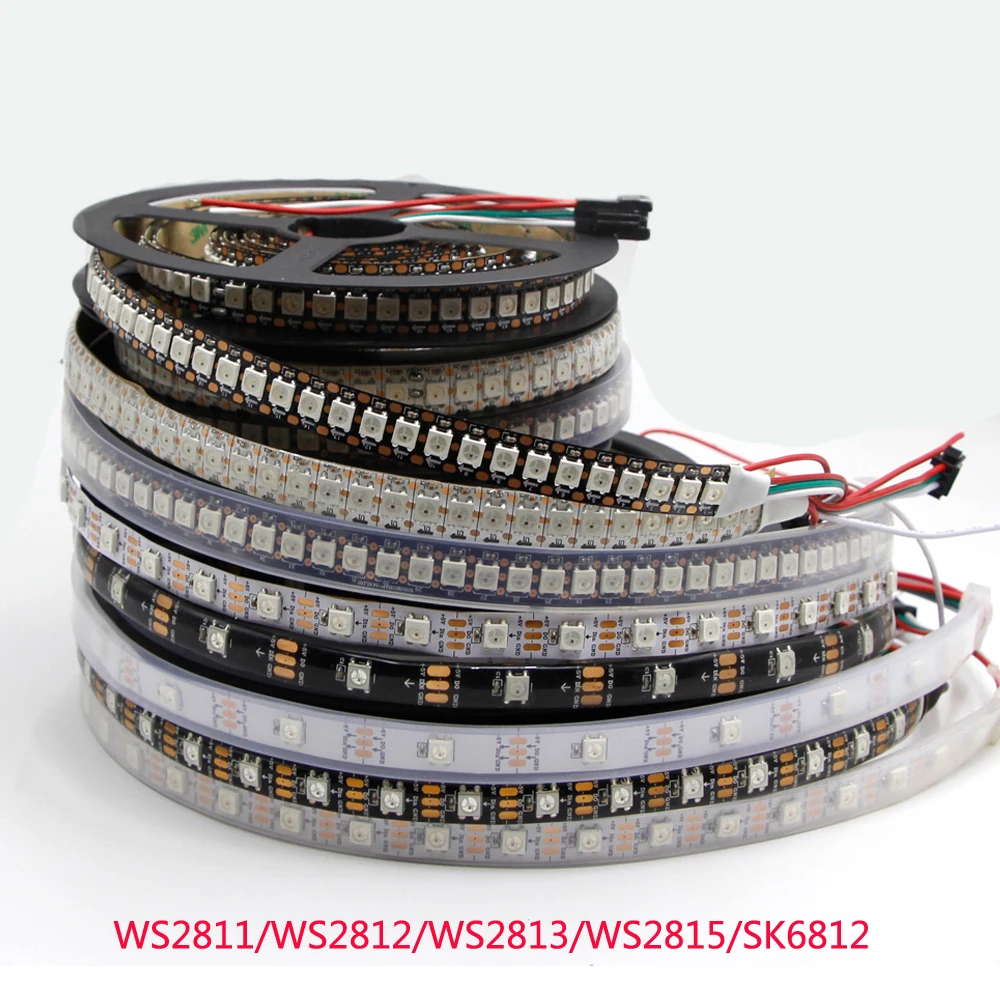 WS2811 WS2813 WS2815 WS2812B ws2812 IC RGB SK6812 RGBW светодиодная ленсветильник 5050 SMD Адресуемая 30 60