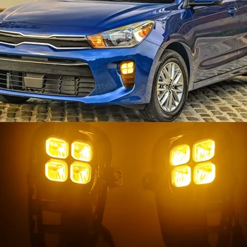 

CSCSNL 2PCS For KIA RIO 2017 2018 2019 2020 Car Daytime Running Light Front Bumper Fog light Lamp LED DRL With yellow