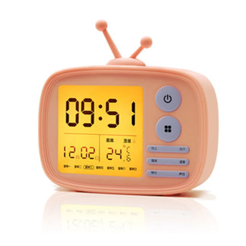 Pink Wake Up светодиодный цифровой динамик Bluetooth будильник спальня держатель телефона Ретро ТВ Портативный часы Hogard - Цвет: Pink