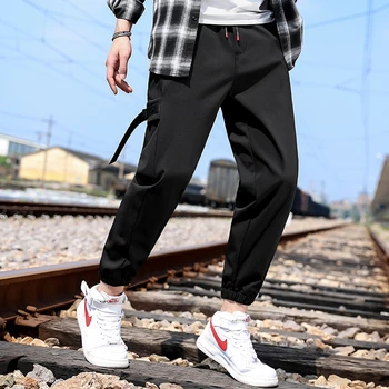 

Pants For Men Elastic Waistline Casual Pants 3-colors 2020 New Arrival Fashion Beam Closed The Feet Men's Trousers Size M-4XL