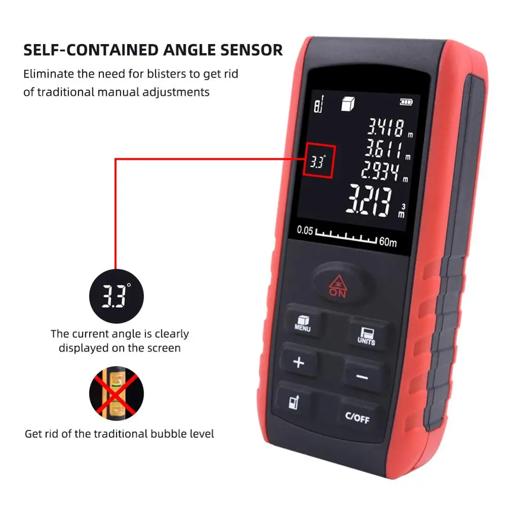 Yieryi Handheld Digital Laser Distance Meter Laser Rangefinder Ruler Distance Measuring Device 40m 60m 80 100m Yieryi Handheld Digital Laser Distance Meter Laser Rangefinder Ruler Distance Measuring Device 40m 60m 80 100m