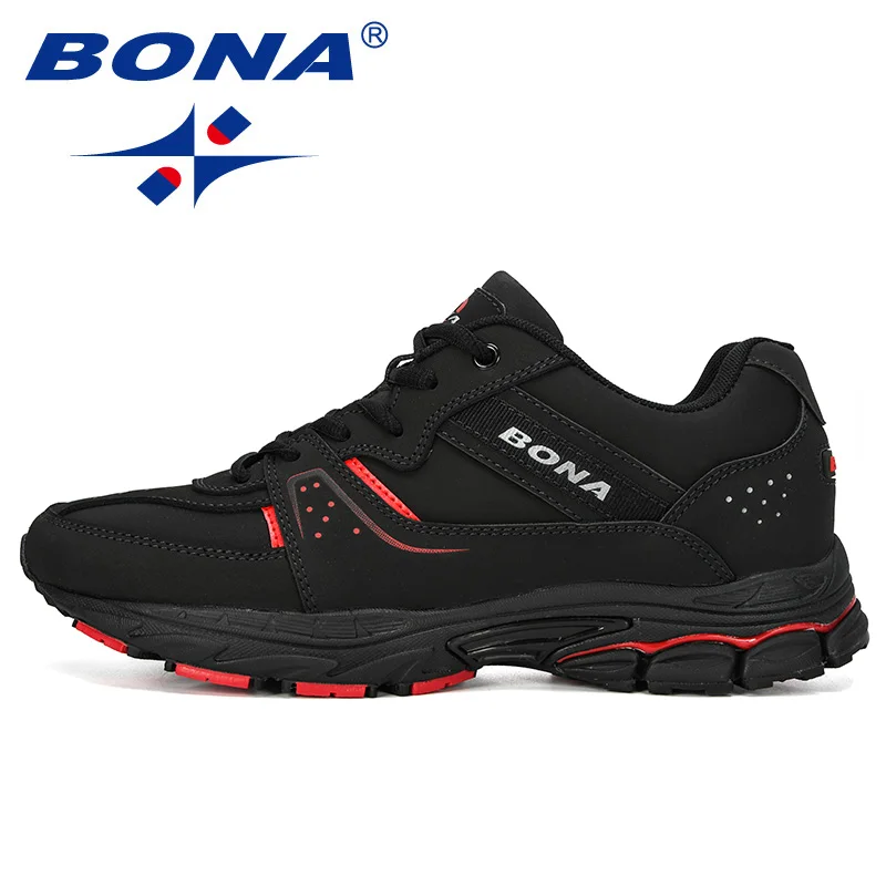 BONA Новые дизайнеры Корова Сплит Беговая уличная спортивная обувь для мужчин спортивная тренировочная обувь мужская Comfortabe