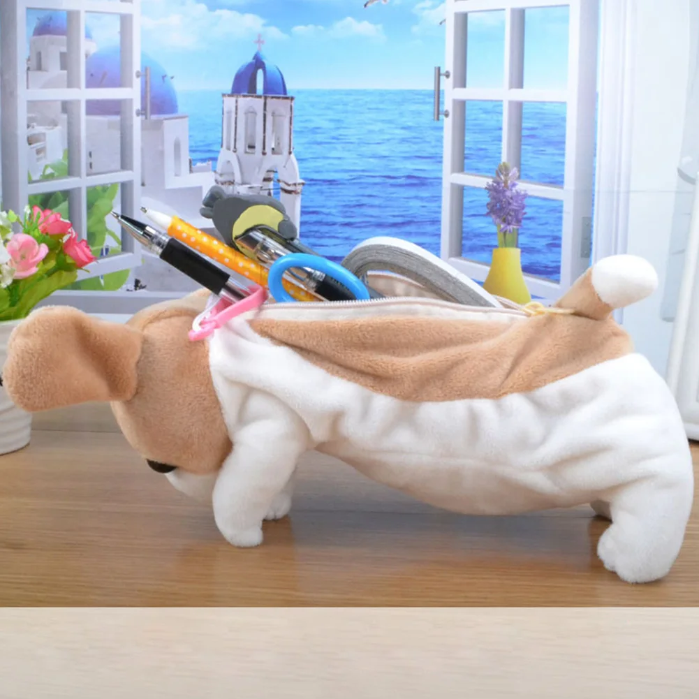 Подарок для девочек и мальчиков Kawaii моделирование собаки милый плюшевый мультфильм коробка мягкие школьные принадлежности Пенал кукла канцелярские принадлежности