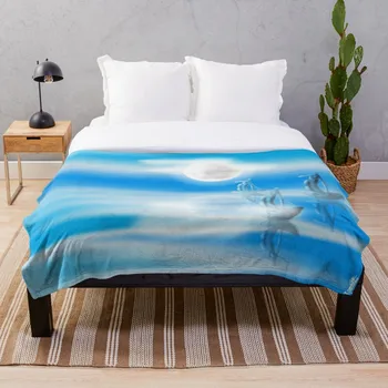 

Soft Blanket for Bed Sherpa Flannel Fleece Blanket Home Travel Sofa Soft Throw Blanket One Moon Light Sea