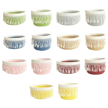 

Household Cotton Thread Cartoon Desktop Tassel Storage Basket Multi-type Storage Basket For Home Storage Organization Sundries 1