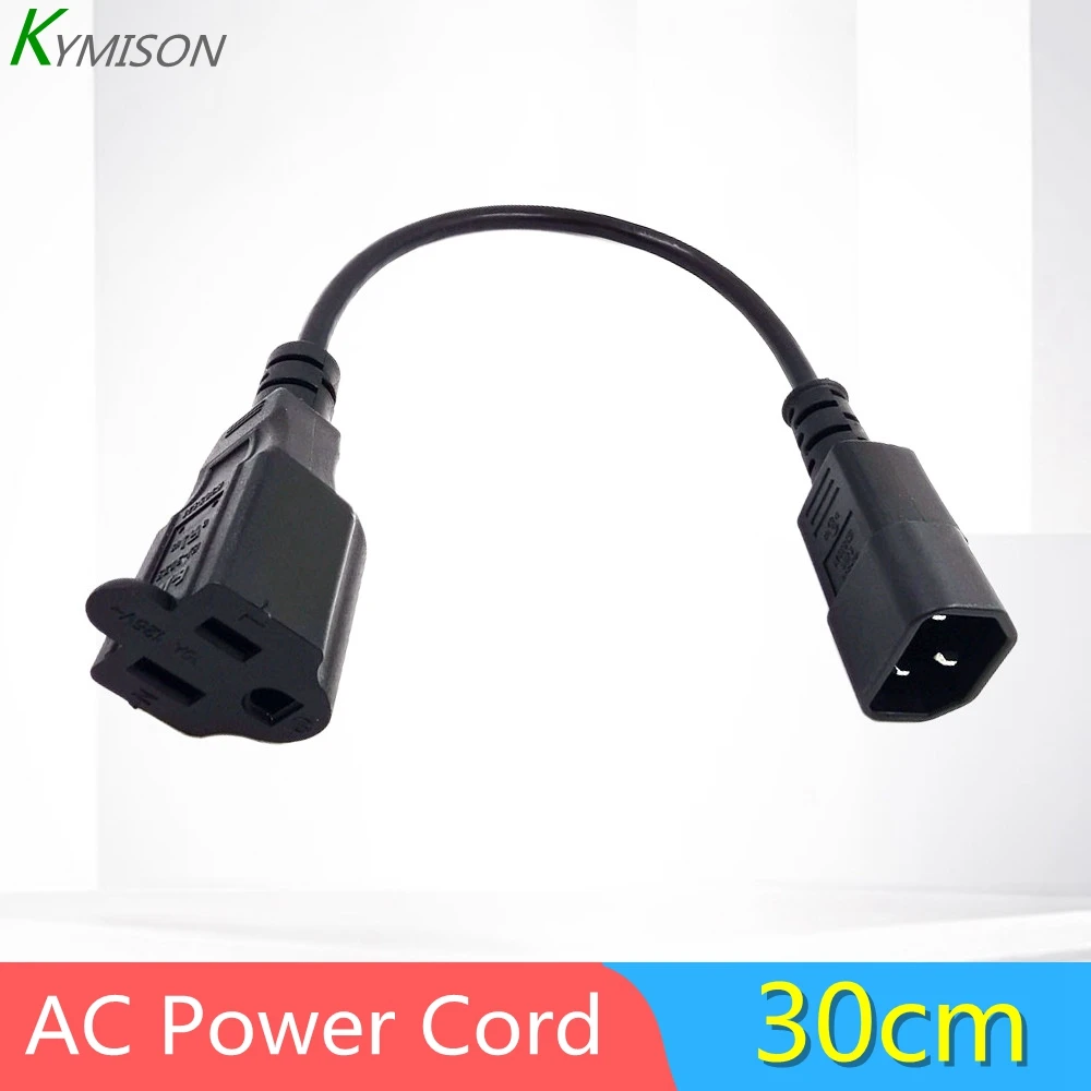 

IEC 320 C14 Male Plug to NEMA 5-15R 3 Prong Female PC Power Adapter Cable Black 0.3m 1ft PDU/ UPS 18AWG Standard Computer Cord