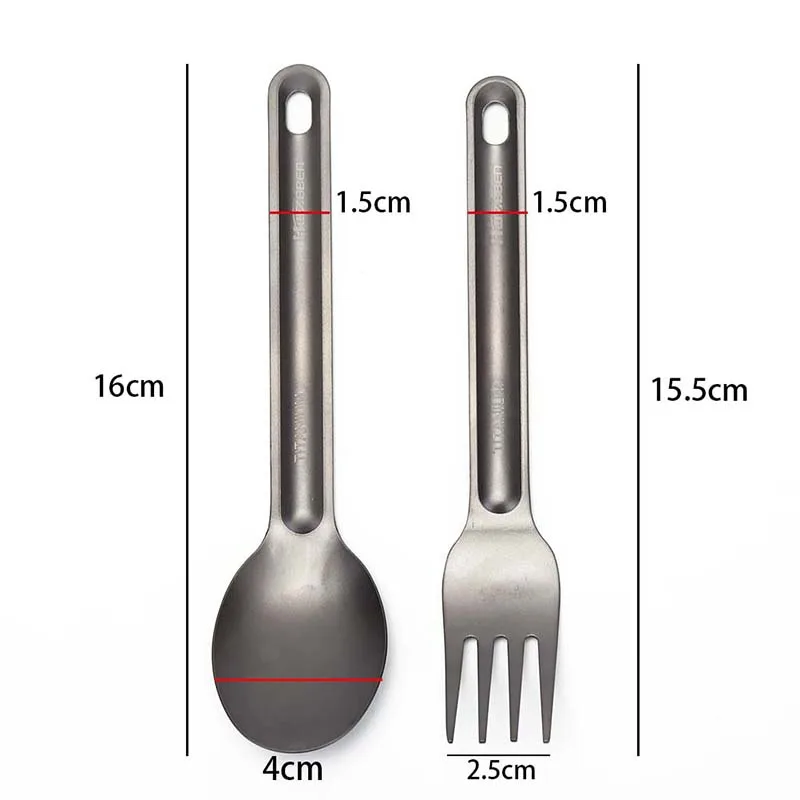 1PCS Titanium Spoon Fork Long Handle Spoon Outdoor Camping Titanium Spork Camping Tableware Picnic Tool