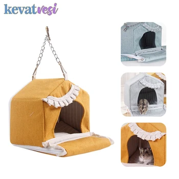 

Hamster Cage Warm Cotton Linen Rat Hammock Squirrel Bird Guinea Pig Hamster Bed House Detachable Hangable Hamster Accessories