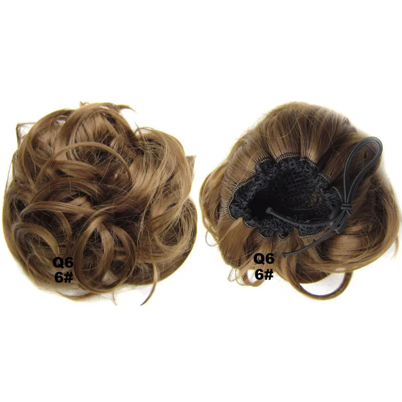 #6 Женский пушистый классический Updo шиньон синтетический волнистый кудрявый эластичный резиновый ремешок грязные волосы пучок кусок - Цвет: #6
