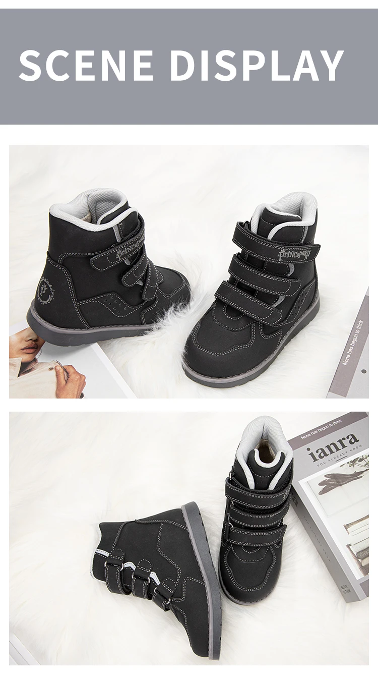 Princepard/зимние детские ботинки; детская ортопедическая обувь с поддержкой лодыжки для девочек и мальчиков; Коллекция года; бархатные Детские ботильоны