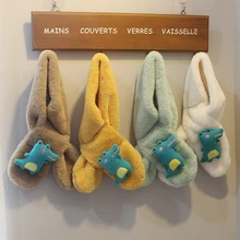 Модные зимние детские шарфы в стиле динозавра; теплый шарф для маленьких мальчиков и девочек; Однотонный мягкий шарф с воротником; детское растягивающееся кольцо на шею