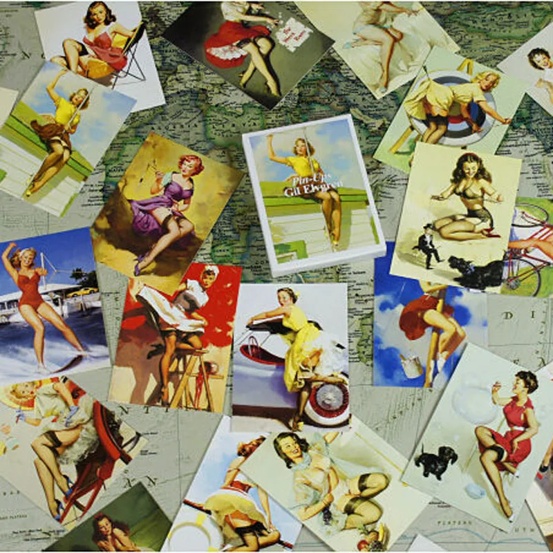 LOTS 30PCS Retro Pinup Girl Gil Elvgren Beauty Vintage Postcard Poster Bulk Set 