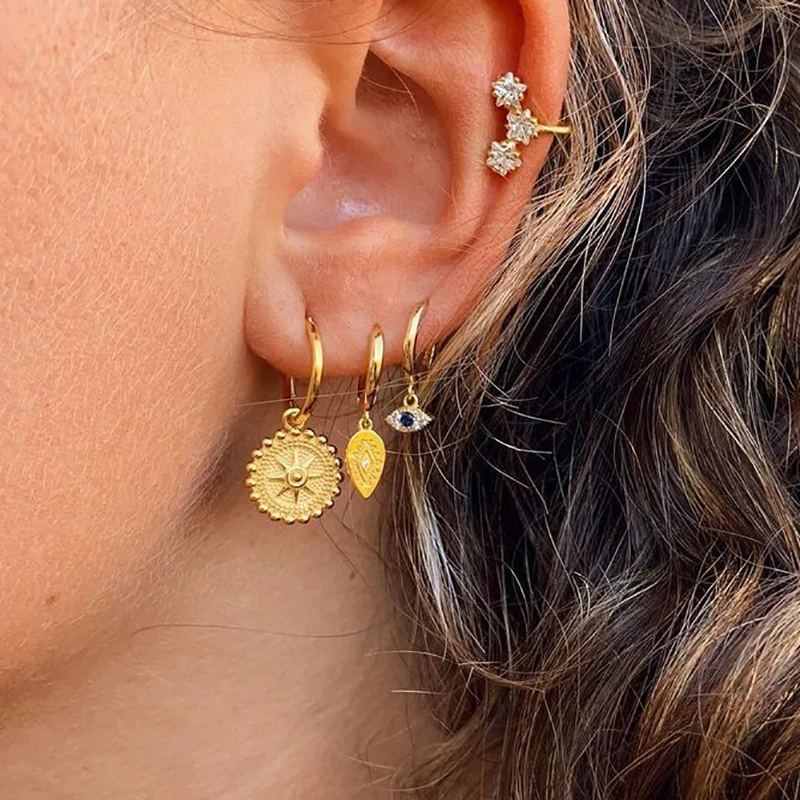 

CRMYA Gold Silver Filled Drop Earring Vintage CZ Zircon Circle Earings Higgle Hoop Earrings for Women Jewelry Wholesale